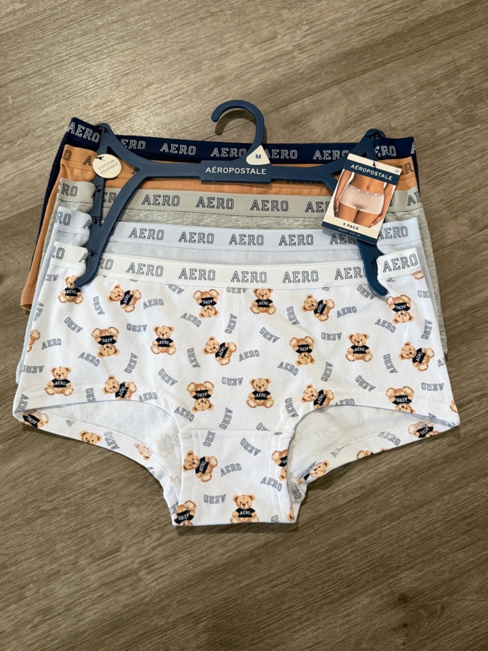 NWT - Aeropostale 5-Pack Bear Print Boy Short Briefs - Woman's Medium